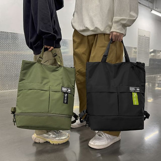Panel Applique Tote Backpack Nylon