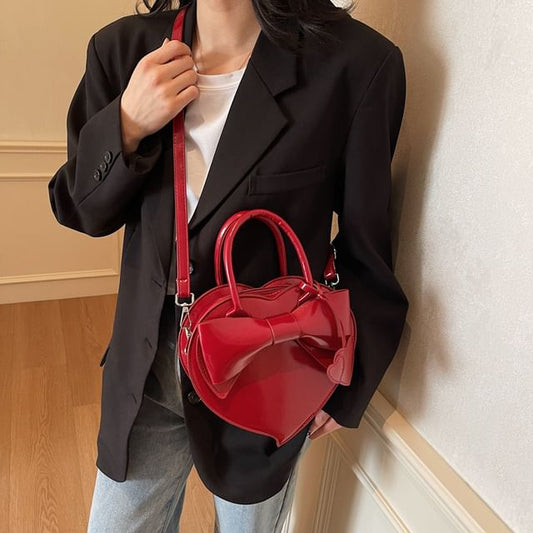 Sample Set: Heart Shaped Faux Leather Crossbody Bag + Bag Charm