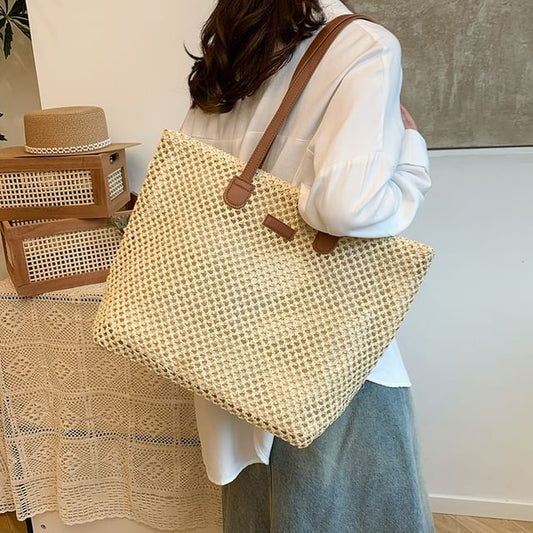 Sample Perforated Straw Tote Bag