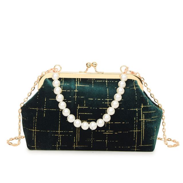 Sample Chain Strap Kiss Lock Velvet Crossbody Bag