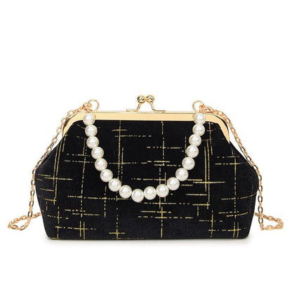 Sample Chain Strap Kiss Lock Velvet Crossbody Bag