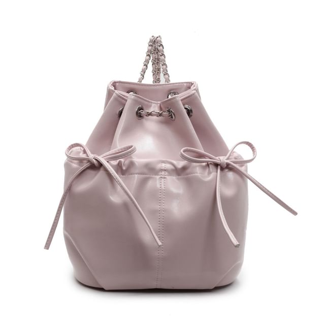 Sample Plain Drawstring Faux Leather Backpack