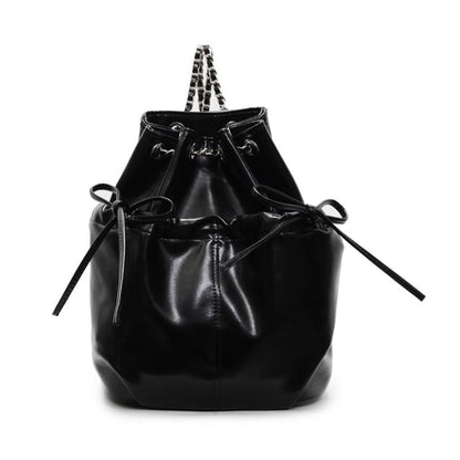 Sample Plain Drawstring Faux Leather Backpack