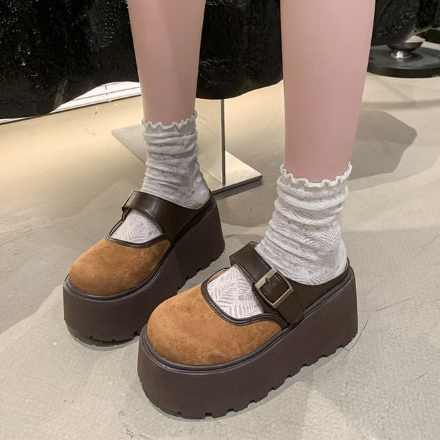 Tone Buckled Platform Two Jane Mules Mary