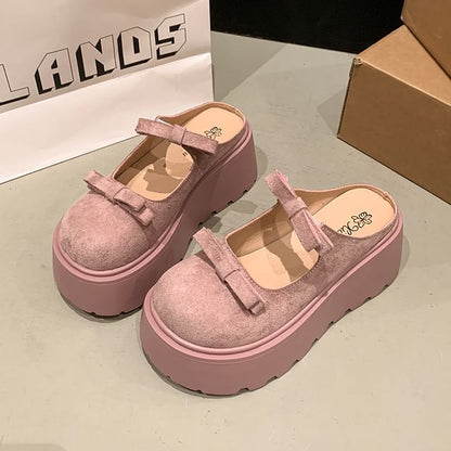 Platform Jane Mules Accent Mary Plain Bow