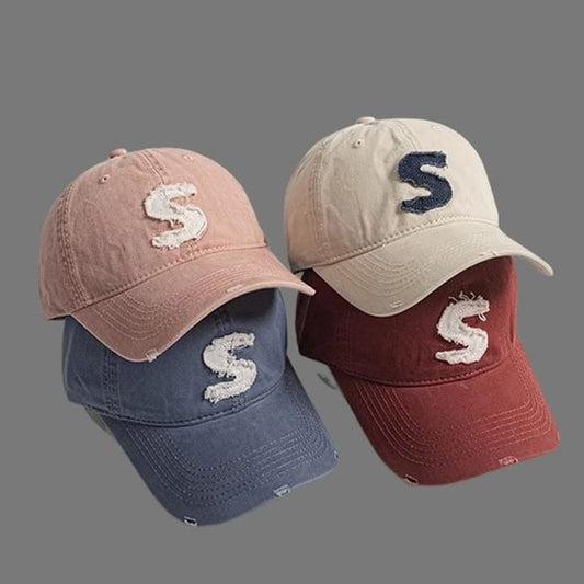 Cap Distressed Letter Applique