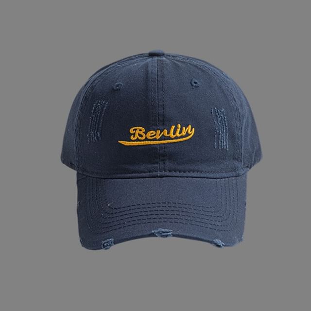 Cap Letter Distressed Embroidered