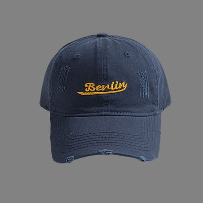 Cap Letter Distressed Embroidered