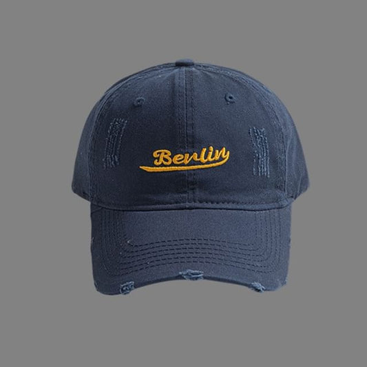 Cap Letter Distressed Embroidered