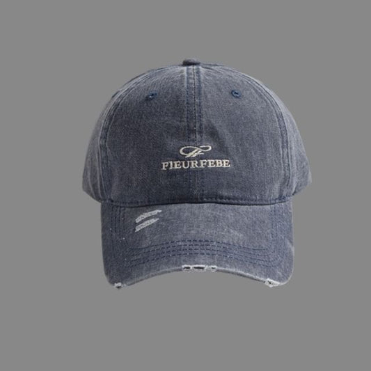 Washed Distressed Cap Embroidered Letter