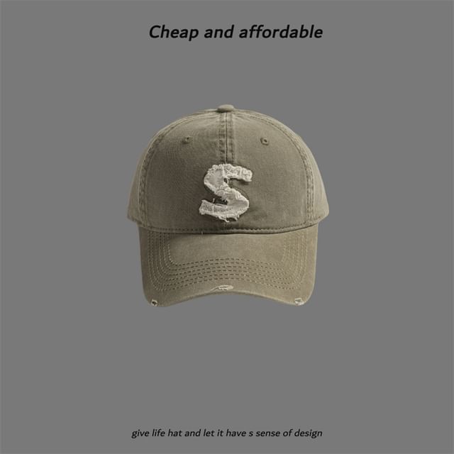 Cap Distressed Letter Applique