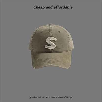 Cap Distressed Letter Applique