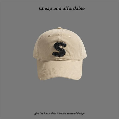 Cap Distressed Letter Applique