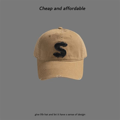 Cap Distressed Letter Applique