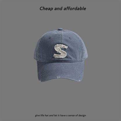 Cap Distressed Letter Applique