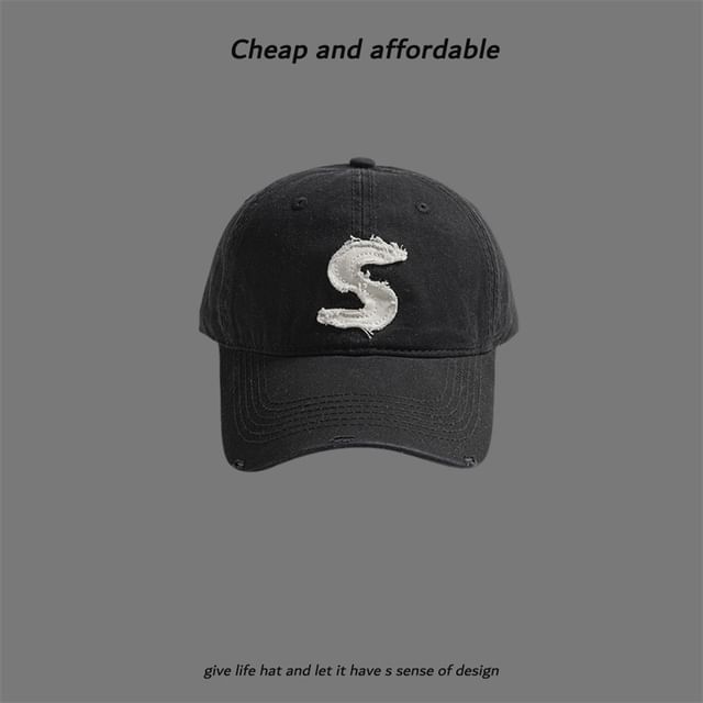 Cap Distressed Letter Applique