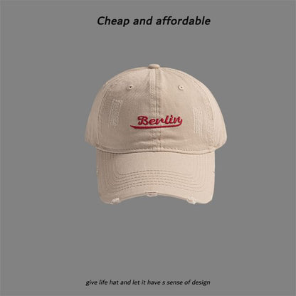 Cap Letter Distressed Embroidered