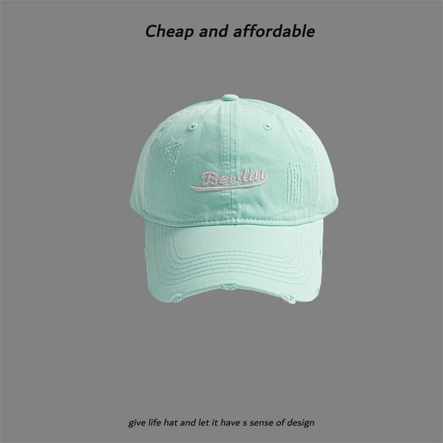 Cap Letter Distressed Embroidered