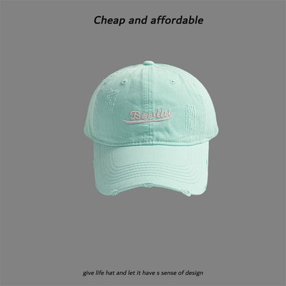 Cap Letter Distressed Embroidered