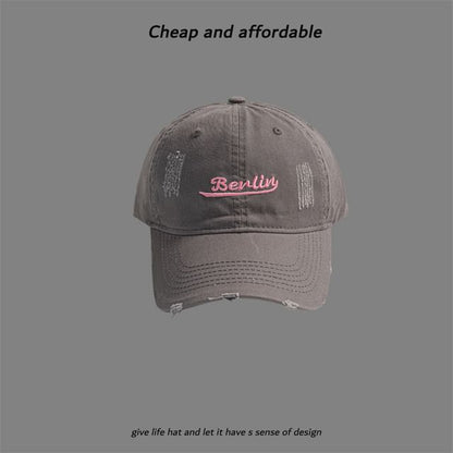 Cap Letter Distressed Embroidered