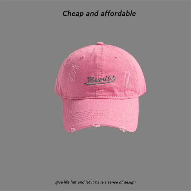 Cap Letter Distressed Embroidered