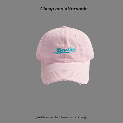 Cap Letter Distressed Embroidered