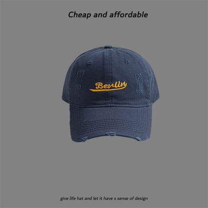 Cap Letter Distressed Embroidered