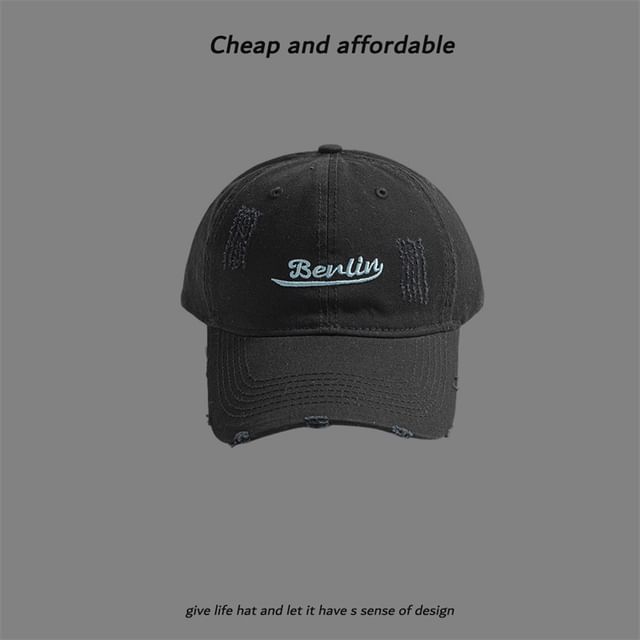 Cap Letter Distressed Embroidered