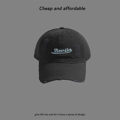 Cap Letter Distressed Embroidered