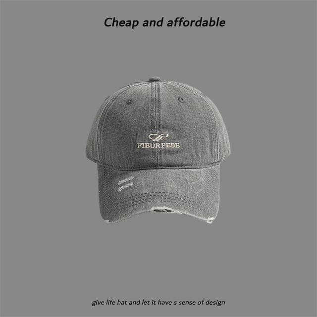 Washed Distressed Cap Embroidered Letter