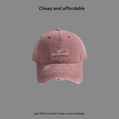 Washed Distressed Cap Embroidered Letter