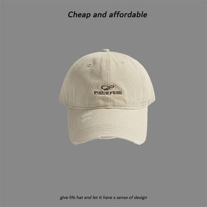 Washed Distressed Cap Embroidered Letter