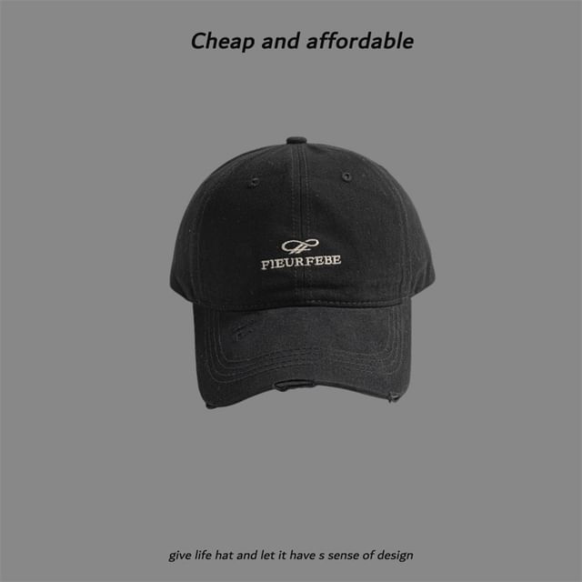 Washed Distressed Cap Embroidered Letter