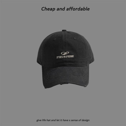 Washed Distressed Cap Embroidered Letter