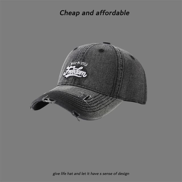 Washed Cap Letter Distressed Embroidered