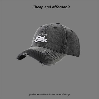 Washed Cap Letter Distressed Embroidered