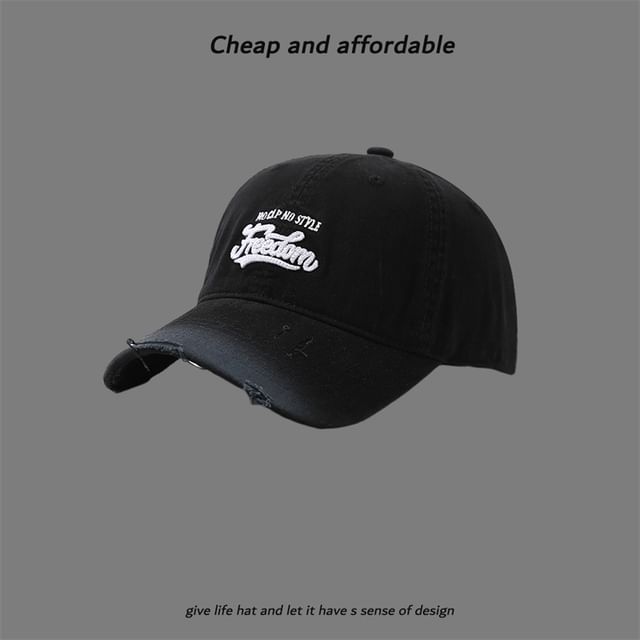 Washed Cap Letter Distressed Embroidered