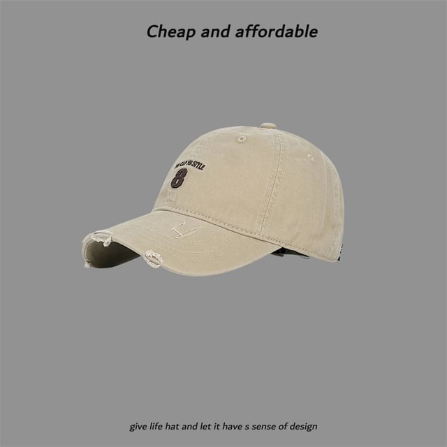 Cap Embroidered Washed Distressed Number