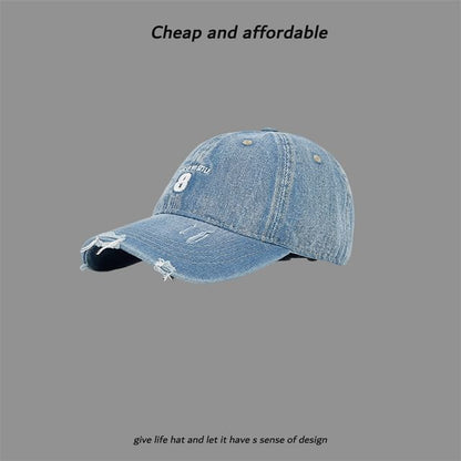 Cap Embroidered Washed Distressed Number