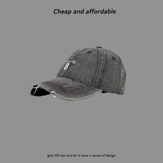 Cap Embroidered Washed Distressed Number