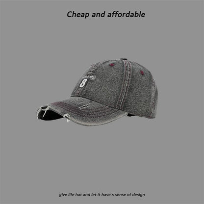 Cap Embroidered Washed Distressed Number