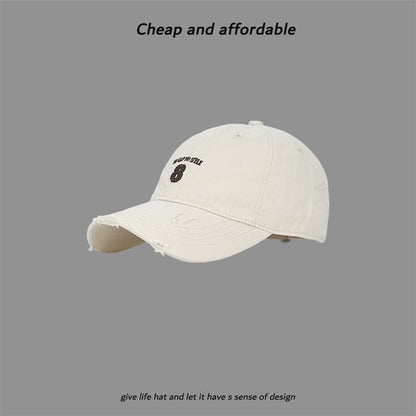 Cap Embroidered Washed Distressed Number