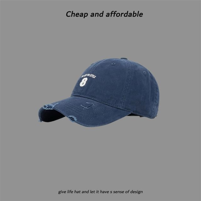 Cap Embroidered Washed Distressed Number