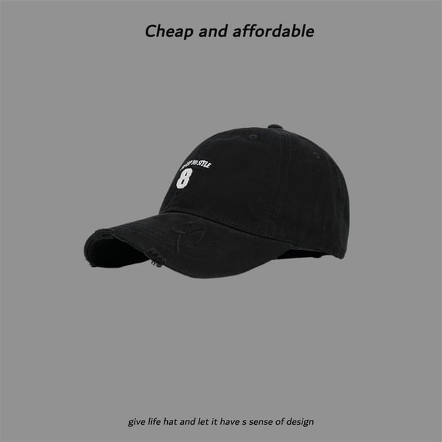 Cap Embroidered Washed Distressed Number