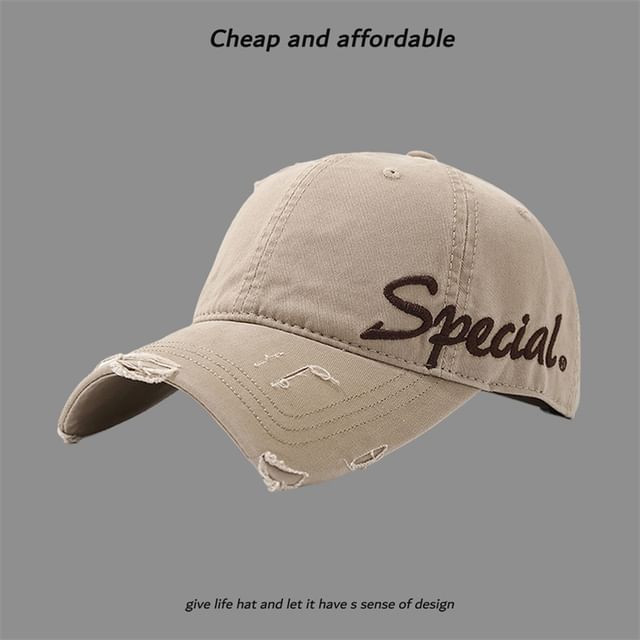 Embroidered Cap Letter Distressed