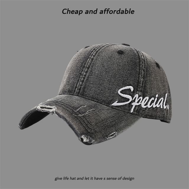 Embroidered Cap Letter Distressed