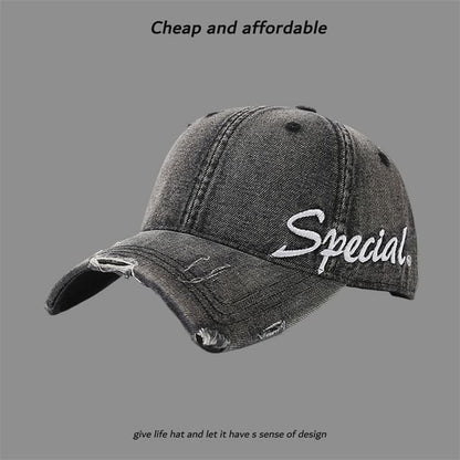 Embroidered Cap Letter Distressed