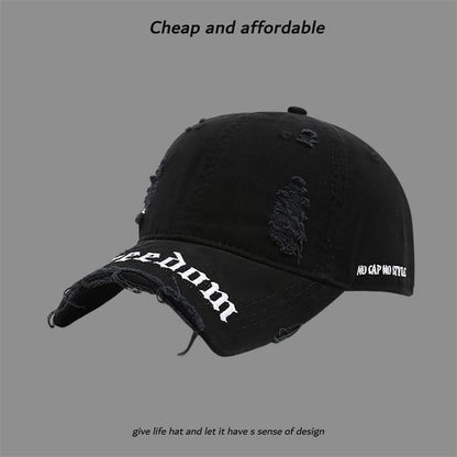 Embroidered Letter Distressed Cap Washed