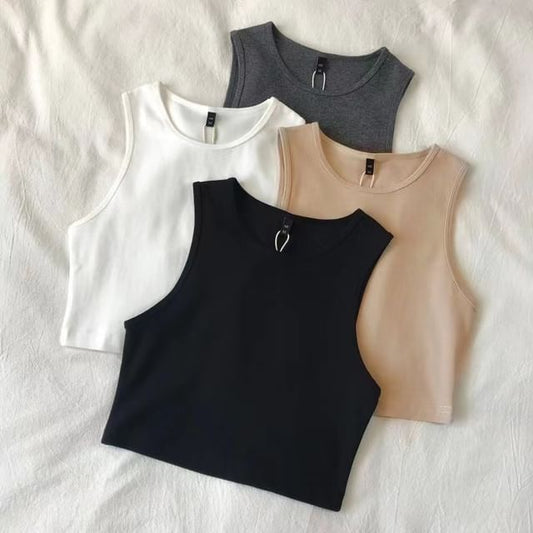 Crew Tank Neck Crop Plain Top