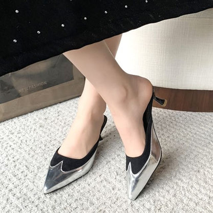 Toe Mules Tone Two Pointed Heel Stiletto